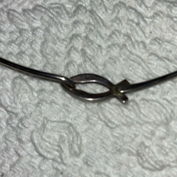 VTG silver 925 ichthus devotional fish choker necklace Jesus God - Picture 4 of 7